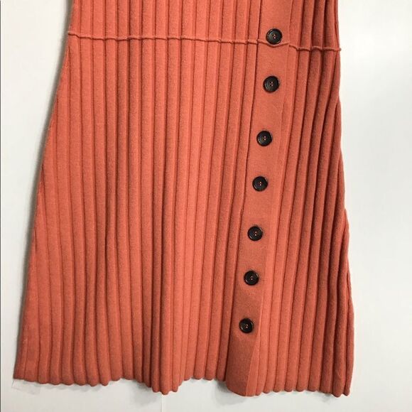 Free People Orange Lottie Rib Mini Dress New Size Small - Picture 5 of 10